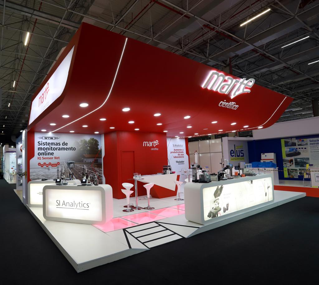 Stand vermelho Marte Científica